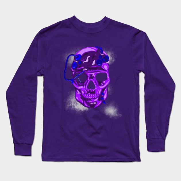 Steampunk Purple Skull Long Sleeve T-Shirt by Danispolez_illustrations